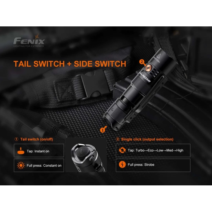 Fenix PD25R - Aufladbare LED-Taschenlampe LED/USB/1xCR123A IP68 800 lm 70 h 700 mAh