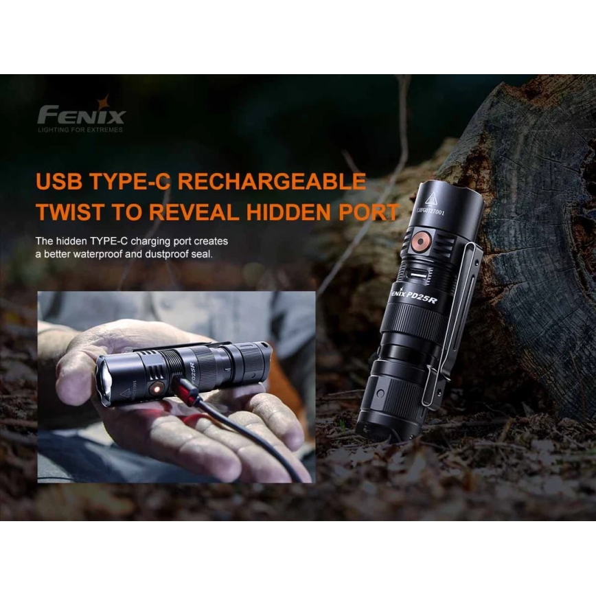 Fenix PD25R - Aufladbare LED-Taschenlampe LED/USB/1xCR123A IP68 800 lm 70 h 700 mAh