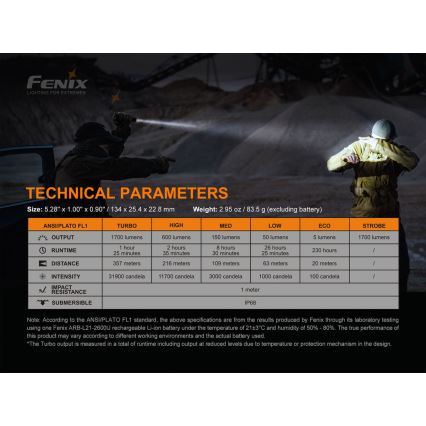 Fenix PD35V30 - LED Wiederaufladbare Taschenlampe LED/USB/2xCR123A IP68 1700 lm 230 h 2600 mAh