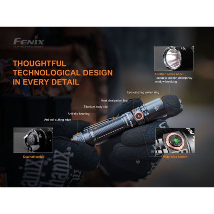 Fenix PD35V30 - LED Wiederaufladbare Taschenlampe LED/USB/2xCR123A IP68 1700 lm 230 h 2600 mAh
