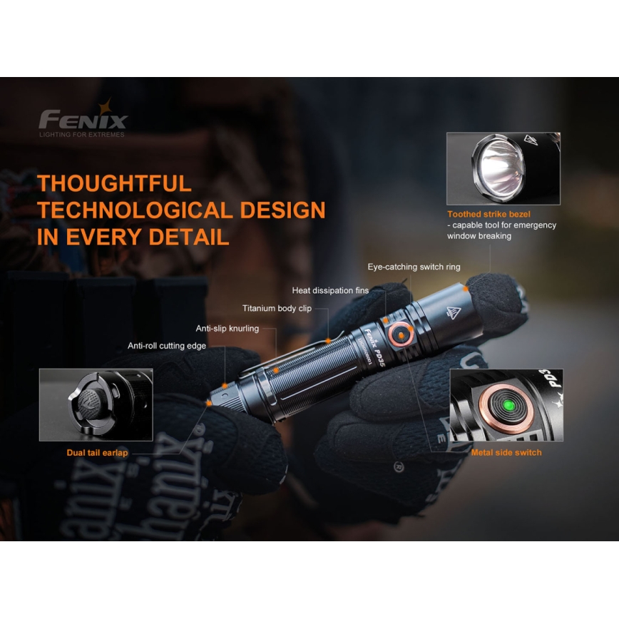 Fenix PD35V30 - LED Wiederaufladbare Taschenlampe LED/USB/2xCR123A IP68 1700 lm 230 h 2600 mAh
