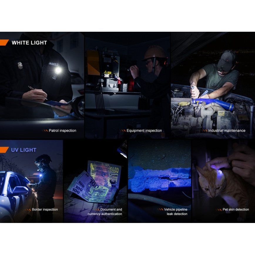 Fenix SW05RUVBLC - Dimmbare, aufladbare LED-Taschenlampe LED/USB IPX6 150 lm 49 h 700 mAh schwarz