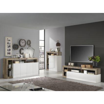 Fernsehtisch LENOR Weiß/Braun