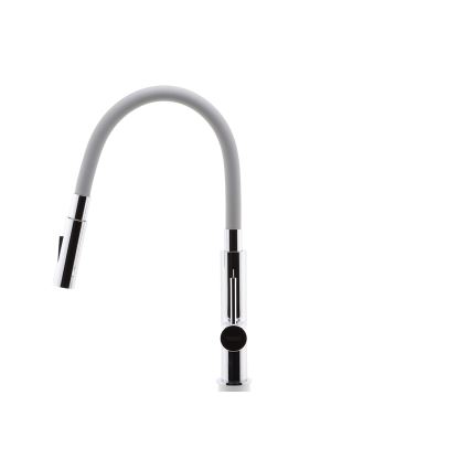 FERRO - Wasserhahn (Armatur) mit flexiblem Arm glänzendes Chrom/grau