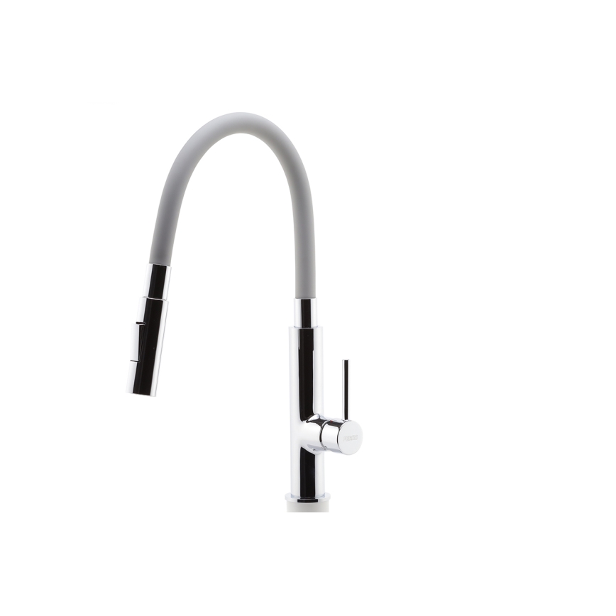 FERRO - Wasserhahn (Armatur) mit flexiblem Arm glänzendes Chrom/grau