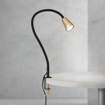 Flexible Tischlampe mit Klemme DOTTY 1xGU10/10W/230V Messing/Schwarz