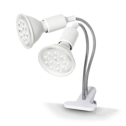 Flexibler Tischlampen-Klemmleuchte für Pflanzenzucht PLANTY 2xE27/30W/230V Weiß