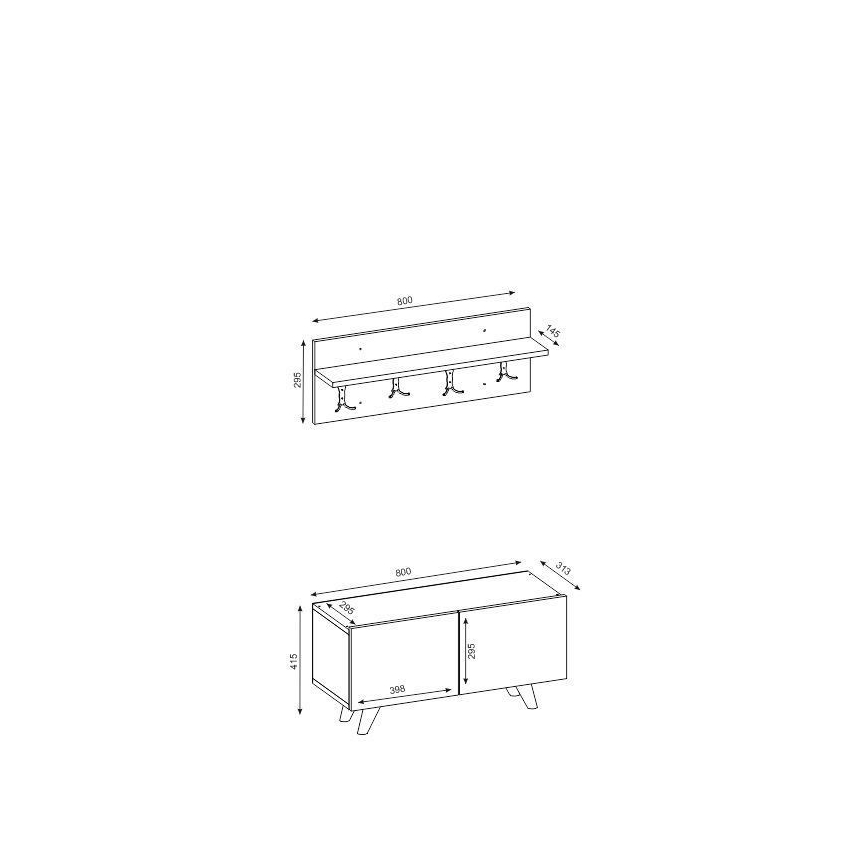 Garderobe LORES 29,5x80 cm + Schuhschrank 41,5x80 cm braun/weiß
