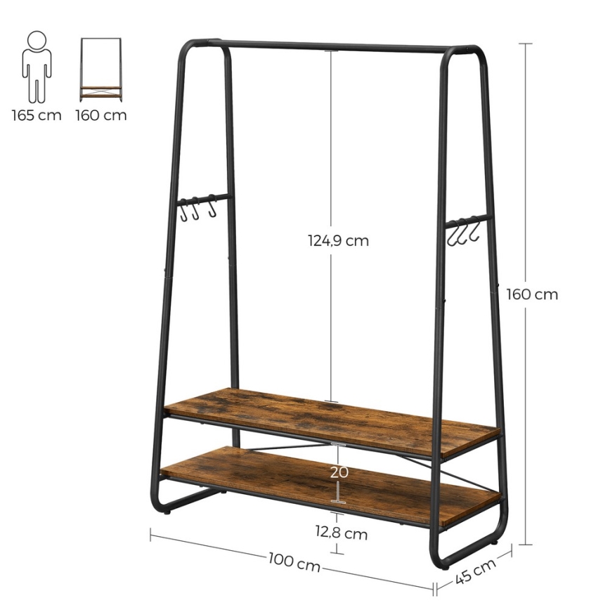 Garderobenständer LINEA – Braun/Schwarz