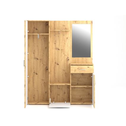 Garderobenwand mit Spiegel NOLAN Artisan-Eiche/Weiß