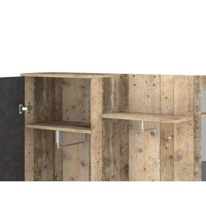 Garderobenwand mit Spiegel NOLAN, braun/graphit