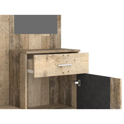 Garderobenwand mit Spiegel NOLAN, braun/graphit