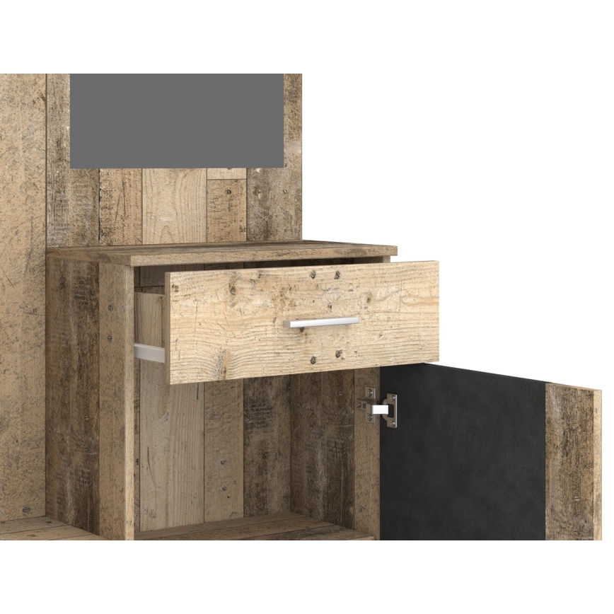 Garderobenwand mit Spiegel NOLAN, braun/graphit