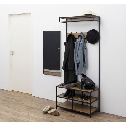 Garderobenwand SARON Eiche/Schwarz