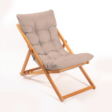 Garten-Liegestuhl beige/Buche