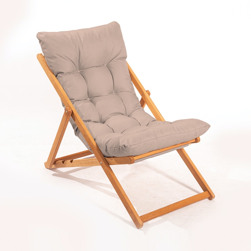 Garten-Liegestuhl beige/Buche