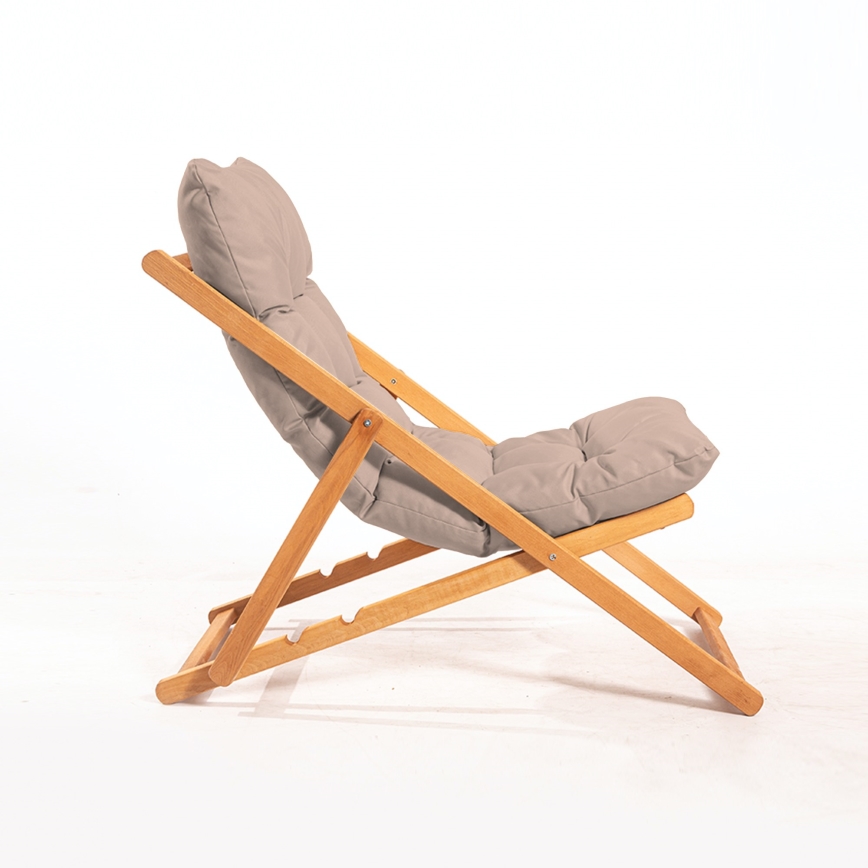 Garten-Liegestuhl beige/Buche