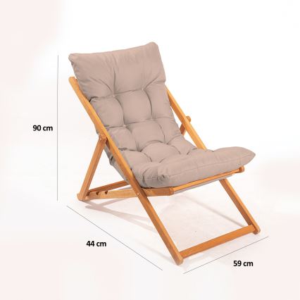 Garten-Liegestuhl beige/Buche