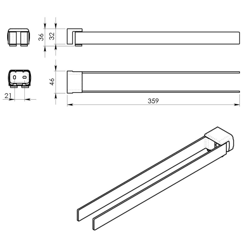 Gedy - Wanddrehhaken für Handtücher PIRENEI 36 cm matt schwarz