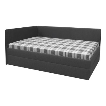 Gepolsterte Liege ARLY 110x200 cm mit universell montierbarem Kopfteil (L/R) anthrazit/weiß