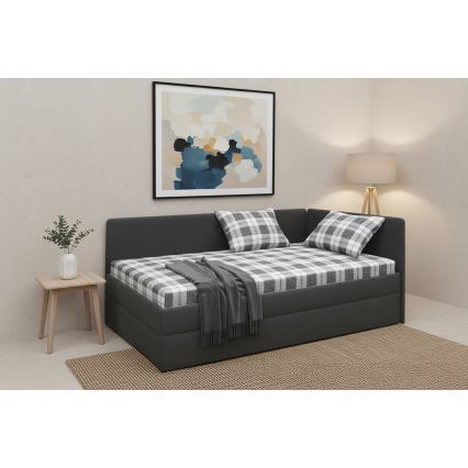 Gepolsterte Liege ARLY 110x200 cm mit universell montierbarem Kopfteil (L/R) anthrazit/weiß