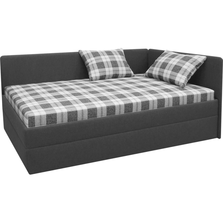 Gepolsterte Liege ARLY 110x200 cm mit universell montierbarem Kopfteil (L/R) anthrazit/weiß