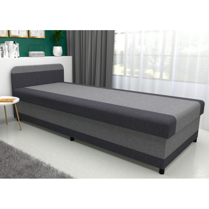Gepolsterte Liege mit Stauraum TALI 80x202 Grau/Anthrazit