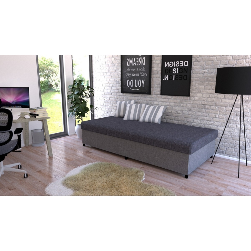 Gepolsterte Schlafcouch mit Stauraum CORY 80x200 Grau