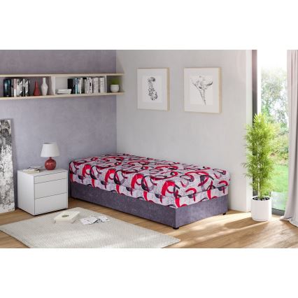 Polsterbett mit Stauraum ESTEL 90x200 cm grau