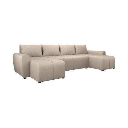 Gepolsterte, universell einsetzbare U-Sitzgarnitur NEWPORT mit Schlaffunktion, beige