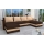 Gepolsterte, universell montierbare U‑Eckcouch mit Schlaffunktion BRISTOL, Braun/Beige