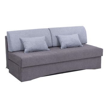 Gepolstertes, ausklappbares 3-sitziges Schlafsofa PAUL, ohne Armlehnen, grau, für den täglichen Schlafgebrauch