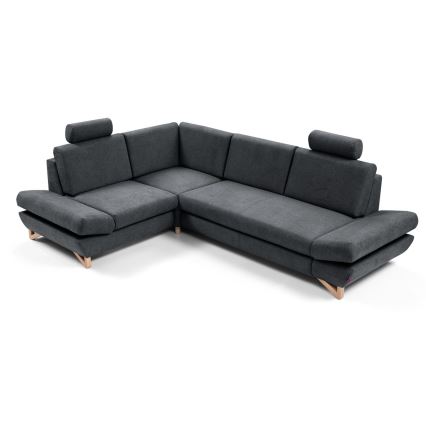 Ausziehbares Ecksofa AVESTA (L‑Form, links) – gepolstert, mit Stauraum, Anthrazit