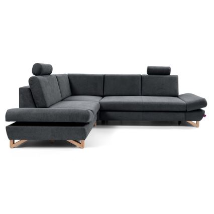 Ausziehbares Ecksofa AVESTA (L‑Form, links) – gepolstert, mit Stauraum, Anthrazit