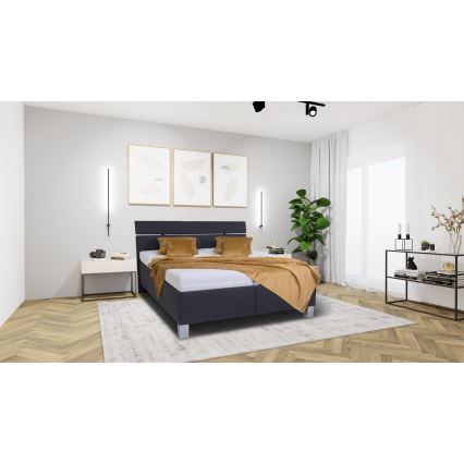 Gepolstertes Bett ALIS 180x200 cm mit Matratze und Stauraum, Anthrazit