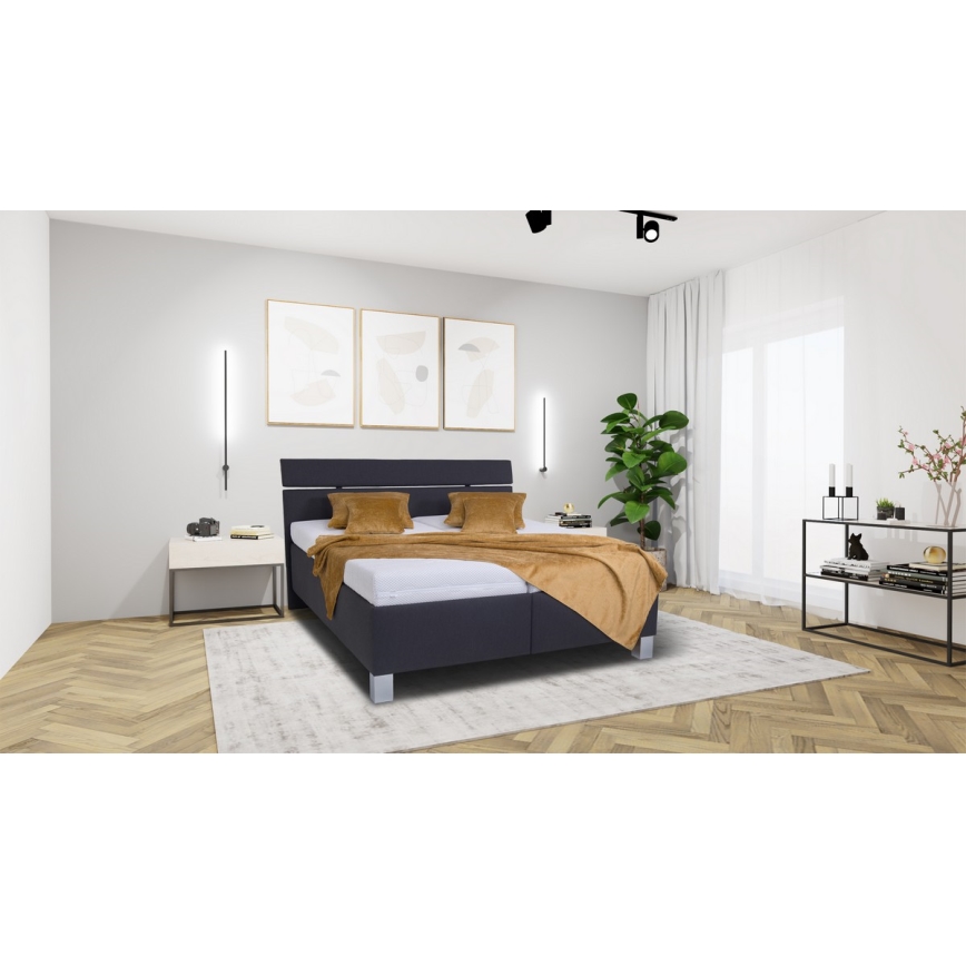 Gepolstertes Bett ALIS 180x200 cm mit Matratze und Stauraum, Anthrazit