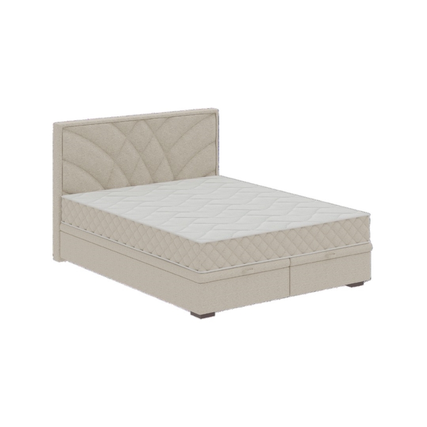 Gepolstertes Bett GINA 160x200 cm mit Matratzen und praktischem Stauraum, beige