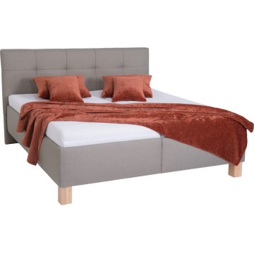 Gepolstertes Bett MARIA 160x200 cm mit Matratze und praktischem Stauraum, taupe