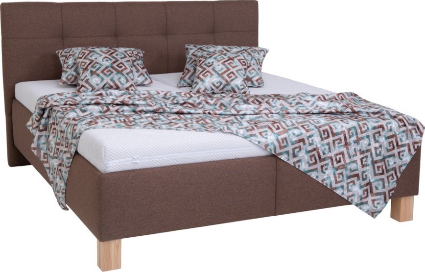 Gepolstertes Bett MARIA 160x200 cm mit Matratze und Stauraum, braun