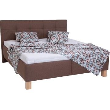Gepolstertes Bett MARIA 180x200 cm mit komfortabler Matratze und praktischem Stauraum, braun