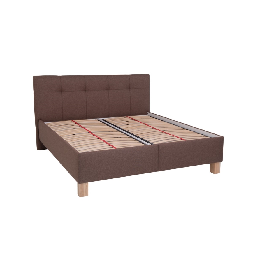 Gepolstertes Bett MARIA 180x200 cm mit Matratze und Bettkasten, Braun