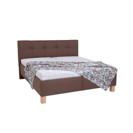 Gepolstertes Bett MARIA 180x200 cm mit Matratze und Bettkasten, Braun