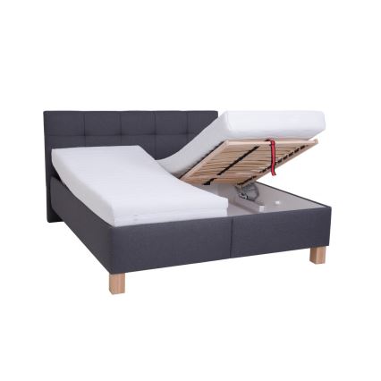 Gepolstertes Bett MARIA 180x200 cm mit Matratze und großzügigem Stauraum, grau