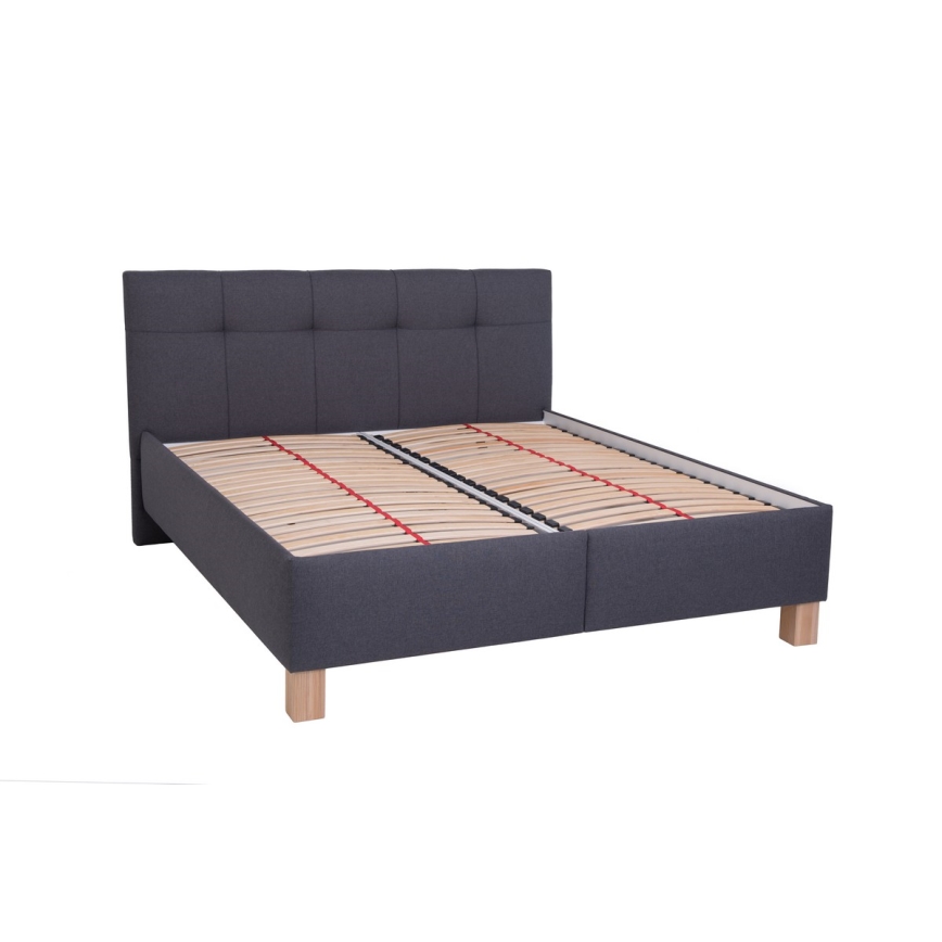 Gepolstertes Bett MARIA 180x200 cm mit Matratze und großzügigem Stauraum, grau