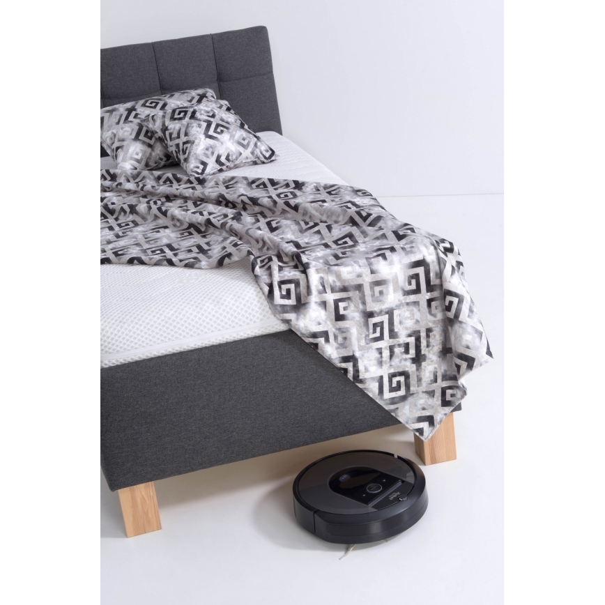 Gepolstertes Bett MARIA ONE 90x200 cm mit Matratze und Stauraum, grau