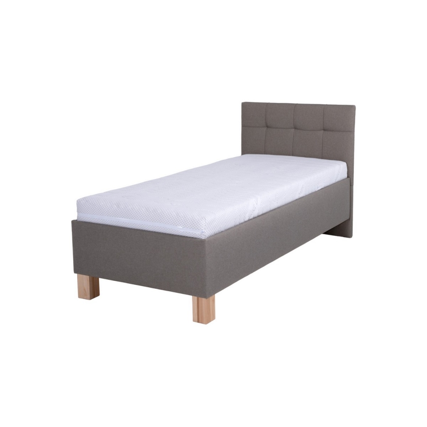 Gepolstertes Bett MARIA ONE 90x200 cm mit Matratze und Stauraum, taupe