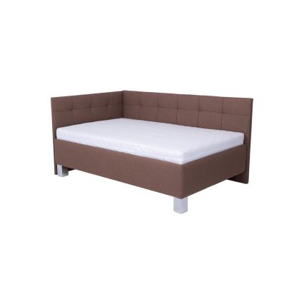 Gepolstertes Bett MARIA PETITE 120 x 200 cm inklusive Matratze und praktischem Bettkasten, braun