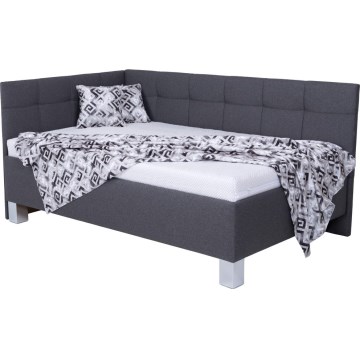 Gepolstertes Bett MARIA PETITE 120x200 cm – inklusive Matratze und praktischem Stauraum, grau