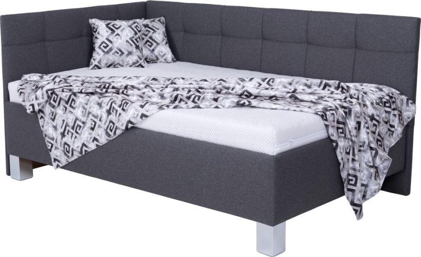 Gepolstertes Bett MARIA PETITE 120x200 cm mit Stauraum, ohne Matratze, grau