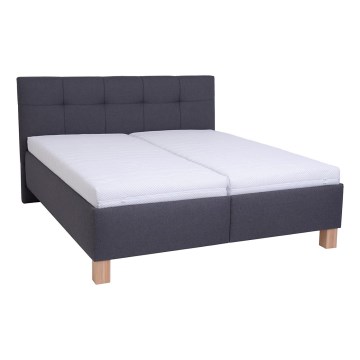 Gepolstertes Bett mit Matratze und Stauraum MARIA 160x200 cm grau